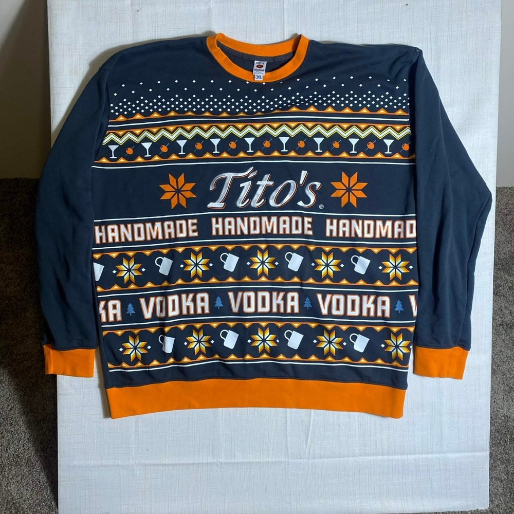 Tito's Handmade Vodka 3XL Novelty Sweater Crewneck Branded Graphic